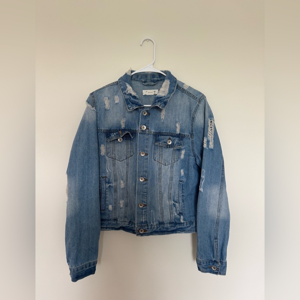 Ci Sono Distressed Jean Denim Jacket Size XLarge Cotton Blend Women’s